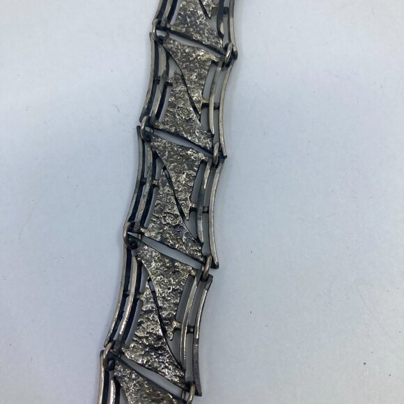 Vtg 1960 DARVEAU pewter modernist minimalist brutalist bracelet - Picture 6 of 7